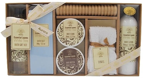Aurora Essential Leaves White Tea Bath Gift Set